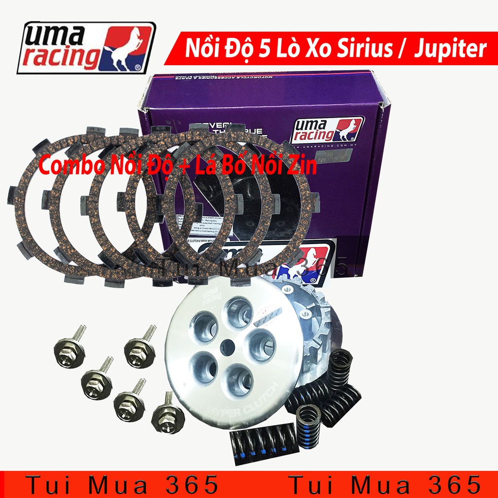 Nồi Độ 5 Lò Xo Uma Racing Dùng Cho Sirius, Jupiter, Taurus Kèm Bộ Lá Bố Nồi Exedy