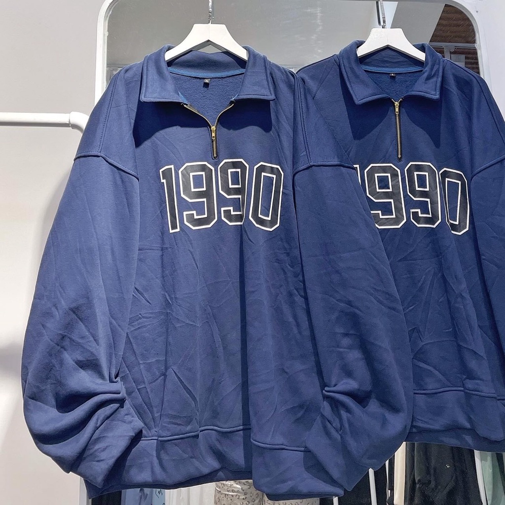 Áo Sweater Nỉ 1990 Cổ Khóa - Nỉ Zip Cổ Cao Dáng Rộng Tay Bồng Phong Cách Hàn Quốc Hottrend - HANHAN SHOP | BigBuy360 - bigbuy360.vn