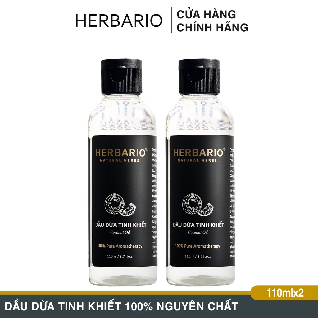 Combo 2 chai dầu dừa tinh khiết nguyên chất Herbario 110ml công nghệ ép lạnh