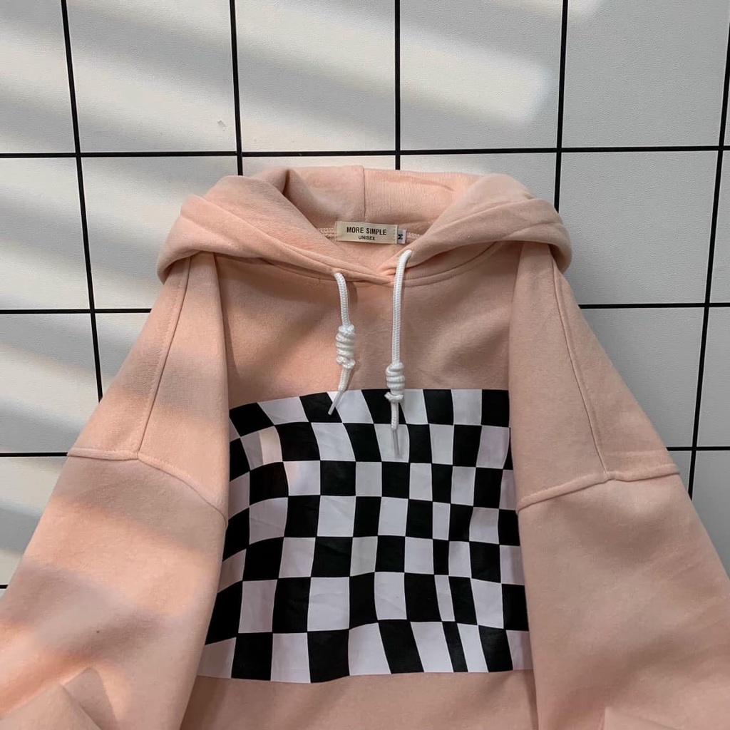 Áo hoodie caro 2 màu đen hồng form Unisex phù hợp với cả nam và nữ | BigBuy360 - bigbuy360.vn