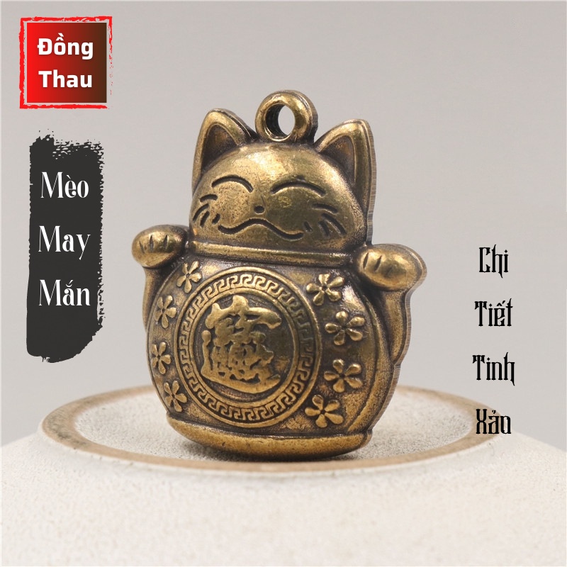 Tượng Nhỏ Phong Thủy Bằng Đồng Kiểu Dáng Con Mèo May Mắn, Đem Lại Sự May Mắn Tài Lộc, Trưng Bày -Kích Thước: 2.5 x 2.9cm