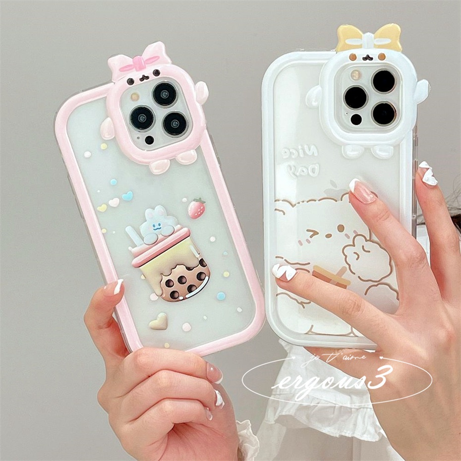 Ốp Điện Thoại Mềm Hình Trà Sữa Gấu Hoạt Hình Cho iPhone 14 13 12 11 Pro Max SE2020 X XR Xs Max 7 8 6 6s +