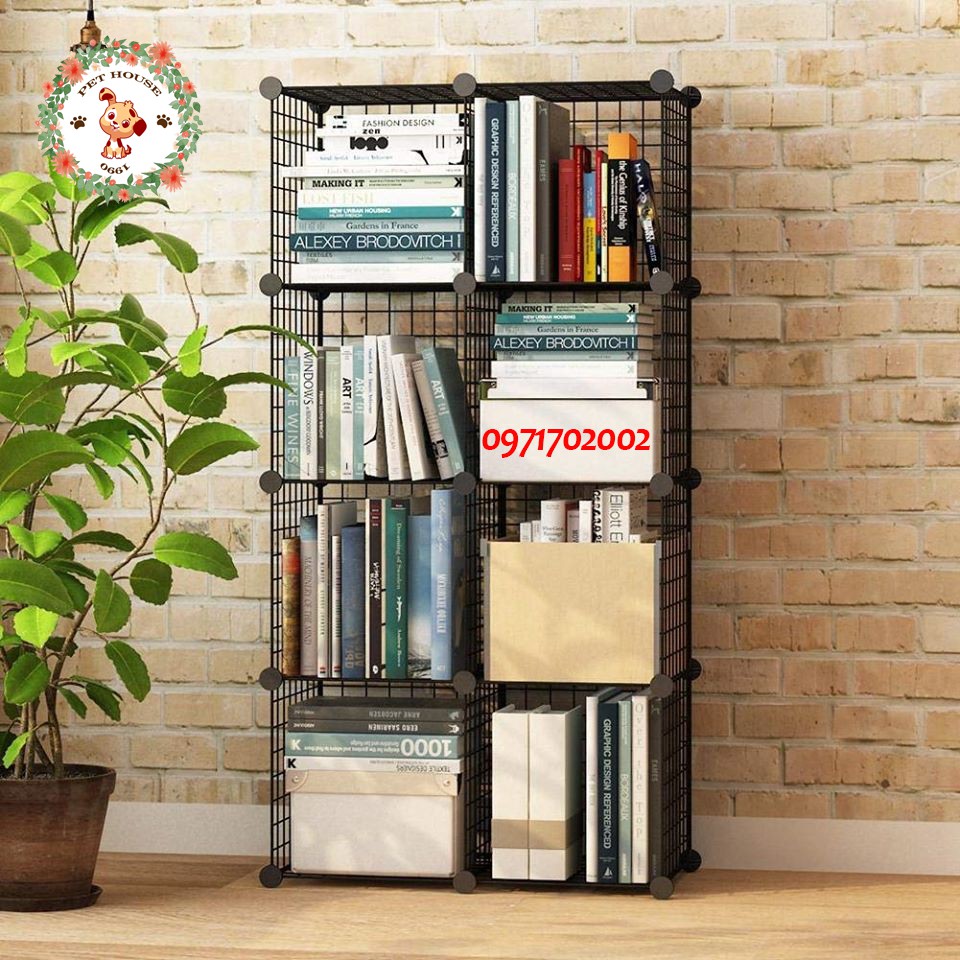 Kệ tủ lưới sắt lắp ghép 8 ô, trang trí gọn gàng, xinh xắn,dễ dàng tháo lắp