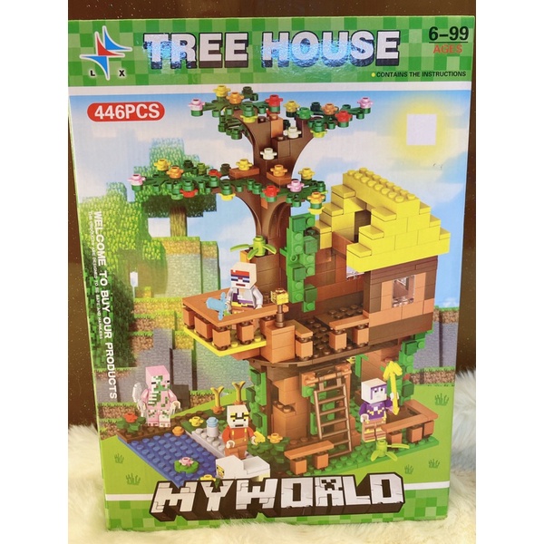 Đồ Chơi Lắp Ráp,Xếp Hình Minecraft Nhà Cây Phòng Thủ Bảo Vệ-446 mảnh