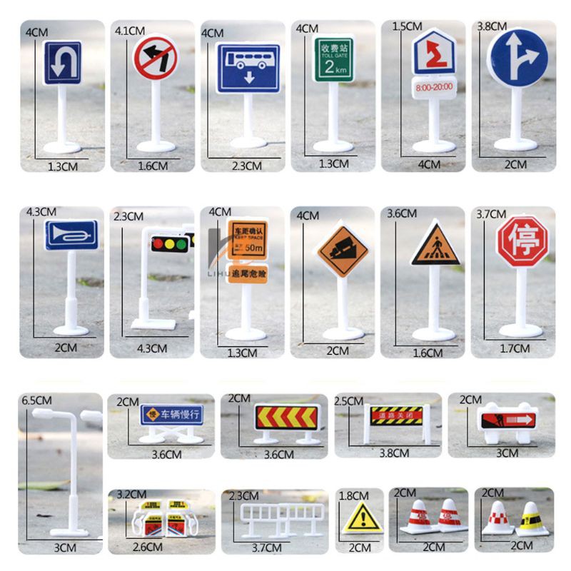 Bộ 56 đồ chơi biển báo giao thông DIY cho bé