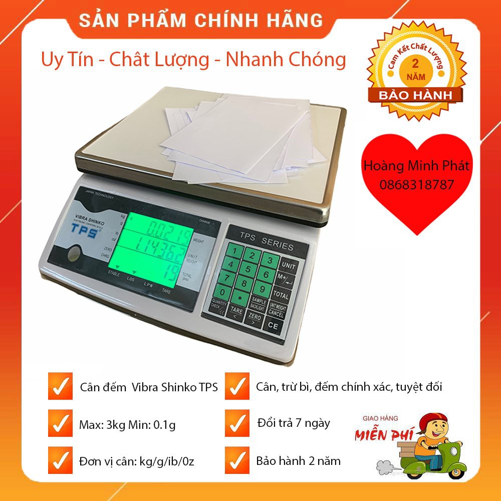 Cân Đếm 3kg/0.1g VIBRA SHINKO TPS3C (Japan) Hàng Chính Hãng - Bảo Hành 24 Tháng