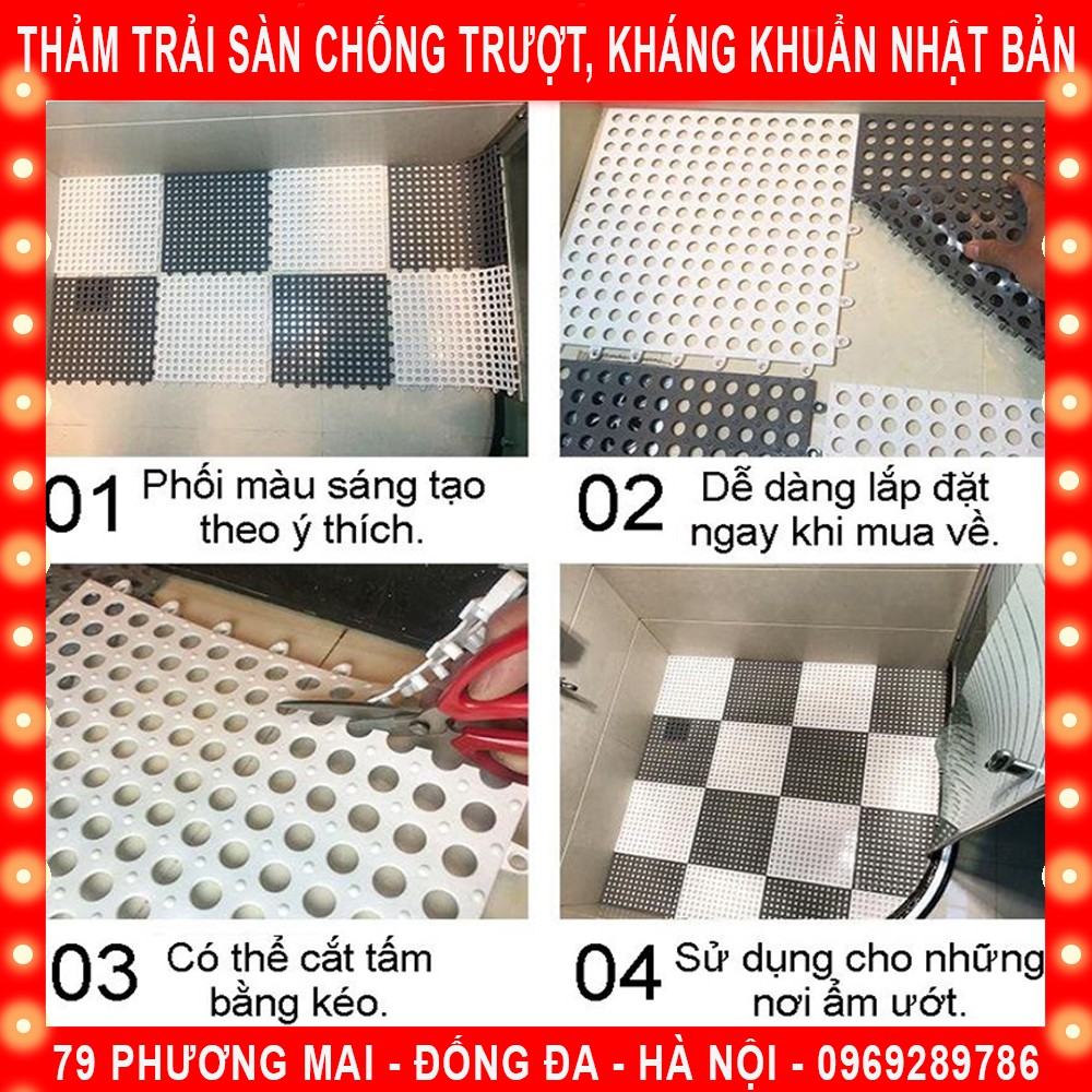 Thảm Trải Sàn Đa Năng Kháng Khuẩn Nhật Bản, Chống Trơn Trượt Cao Cấp KT30x30cm