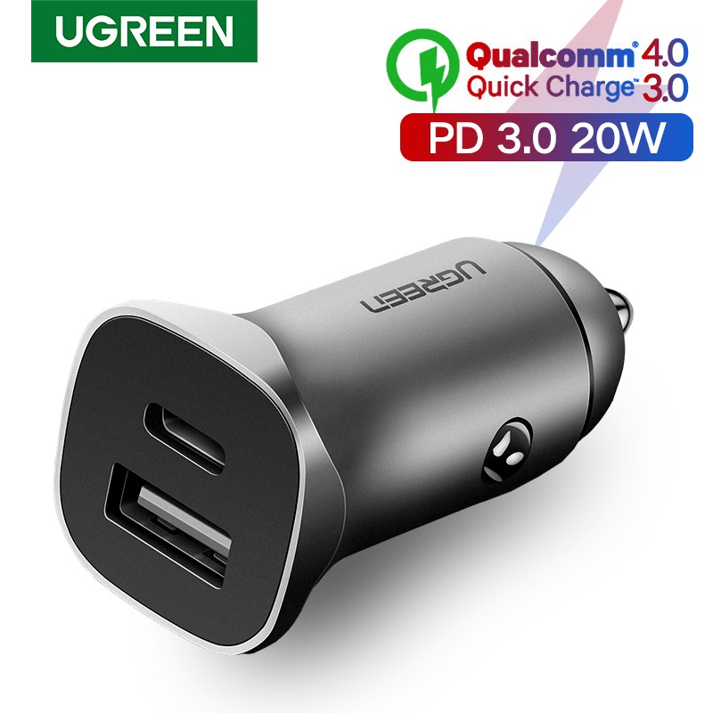 Tẩu sạc nhanh UGREEN 4.0 3.0 QC PD cổng cắm USB dùng cho xe hơi