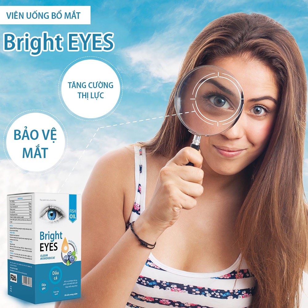Viên Uống Bổ Mắt Bright Eyes Tăng Cường Thị Lực Giảm Mỏi Mắt Hộp 30 Viên