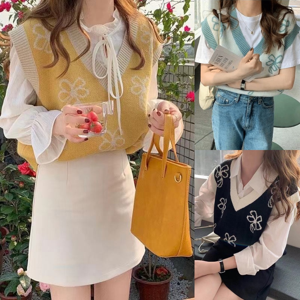 Áo khoác len cổ chữ v dáng rộng thiết kế mới thời trang theo phong cách hàn quốc