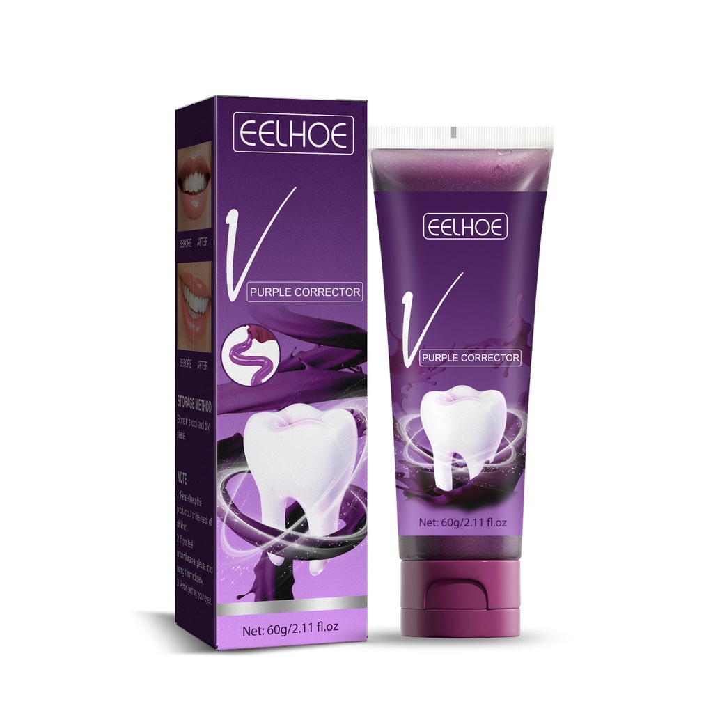 Kem Đánh Răng Eelhoe V34 Tím Làm Sáng Loại Bỏ Vết Bẩn Răng Miệng Màu Vàng Kim Tươi Mát