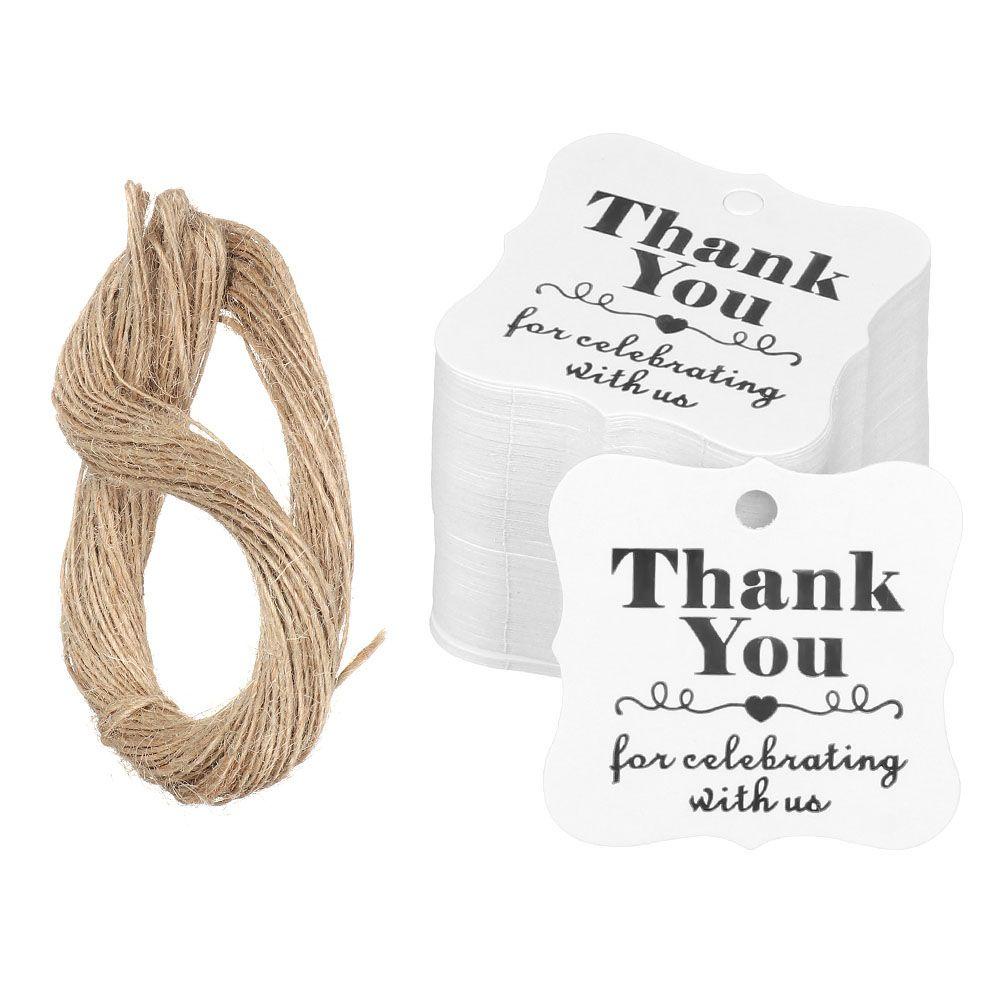 Set 100 Nhãn Giấy In Chữ Thank You Độc Đáo Dùng Trang Trí Tiệc Cưới / Giáng Sinh