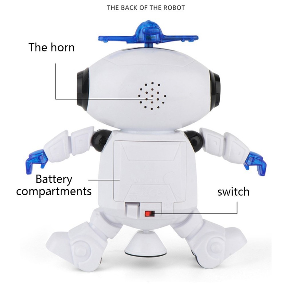 Robot nhảy múa xoay tròn 360 độ kèm nhạc đèn phát sáng dễ thương cho bé