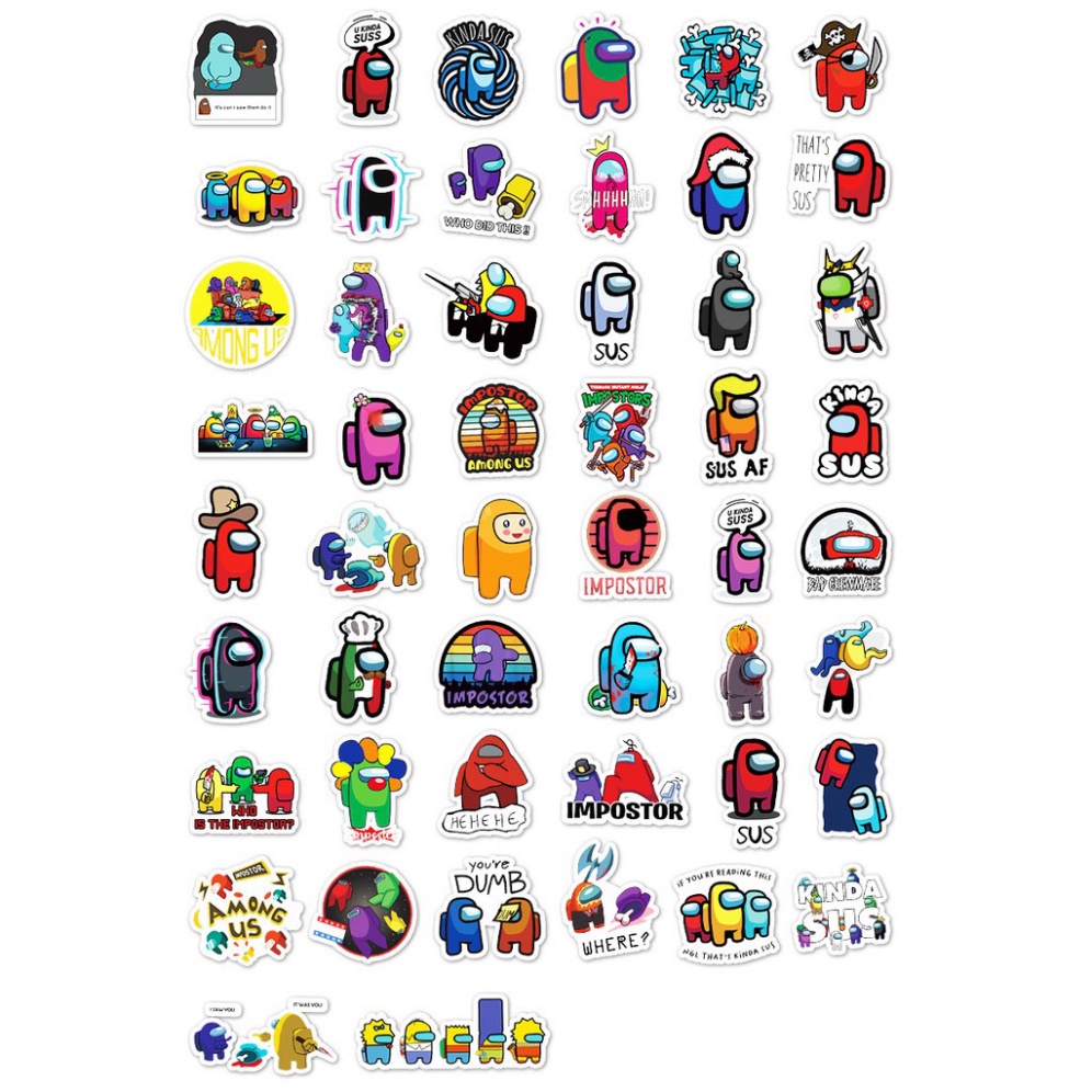[Set 50 Cái] Sticker dán mũ bảo hiểm hình Among Us - MP.060