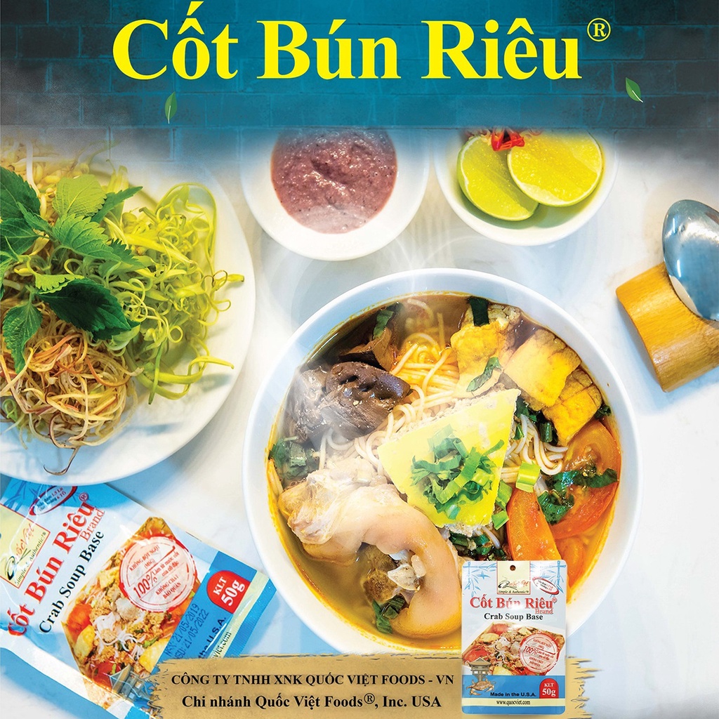 Cốt Bún Riêu Quốc Việt - Nhập khẩu USA - Crab Soup Base (50g)