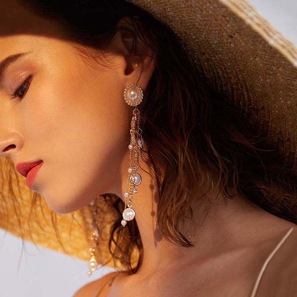 EXPEN Bông Tai Hình Hoa Tuyết Đính Ngọc Trai Thời Trang Cho Nữ