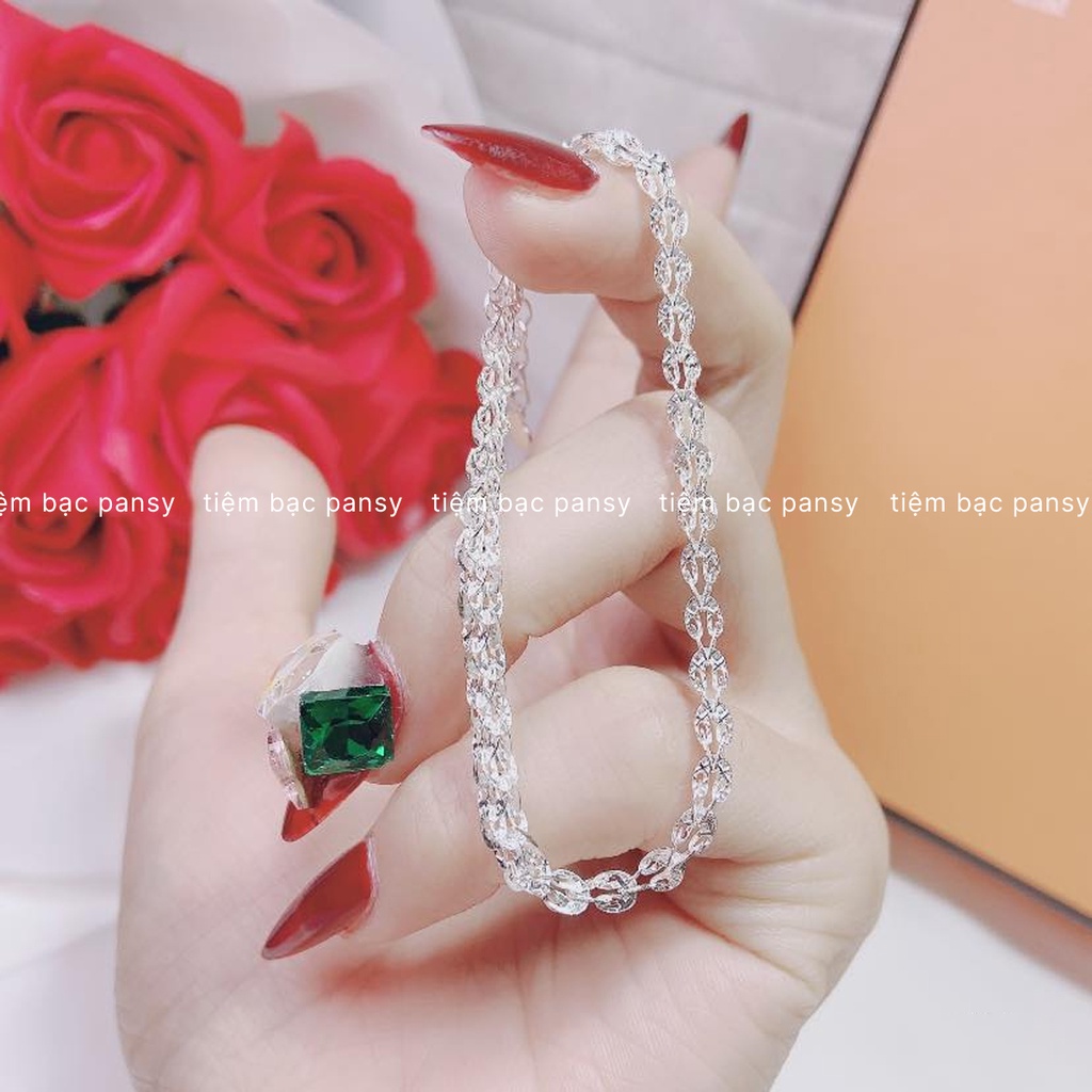 Lắc tay bạc nữ PANSY hoạ tiết đuôi phụng sang chảnh, vòng tay nữ chuẩn bạc ta cao cấp