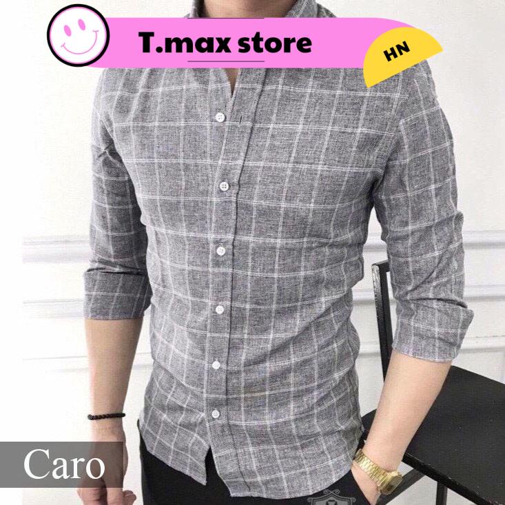 Áo sơ mi nam Kẻ Carô Màu Ghi xám 💖FREESHIP💖 Sơ mi đũi cao cấp dáng ôm Hàn Quốc SƠ MI NAM ĐẸP