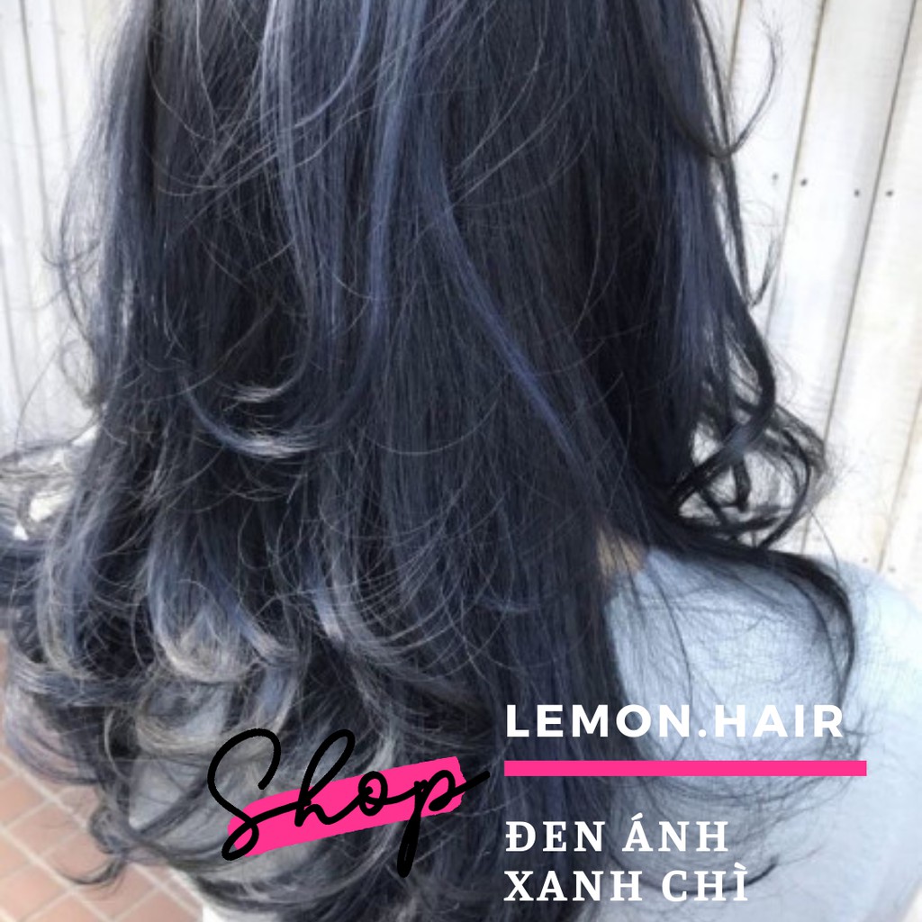 thuốc nhuộm tóc đen ánh xanh chì + tặng oxy trợ dưỡng - lemon.hair