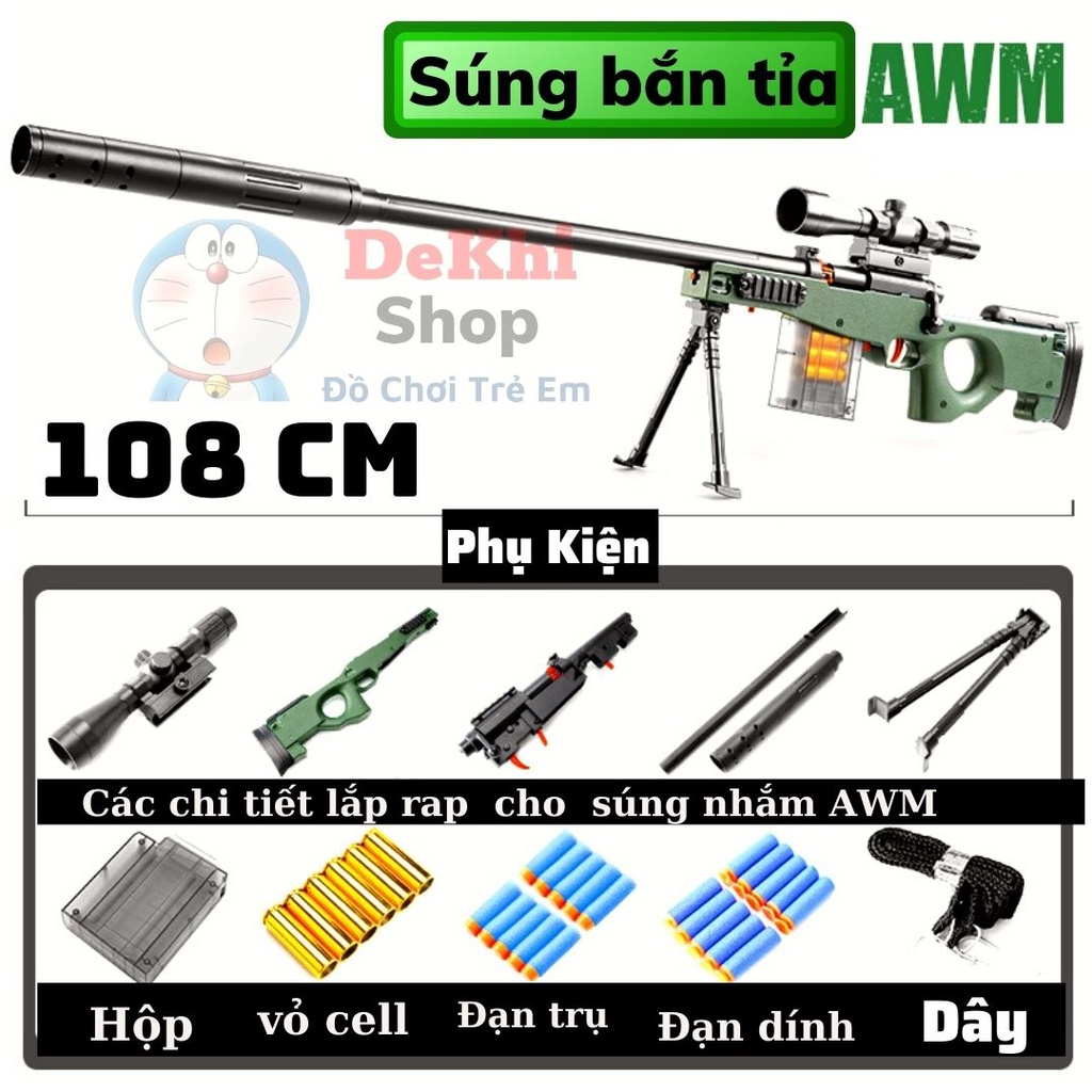 Bắn auto đồ chơi cho bé trẻ em nerf mô hình decor gelgun qbz aug bắn thạch nước xếp hình sticker phụ kiện đèn pin laze D