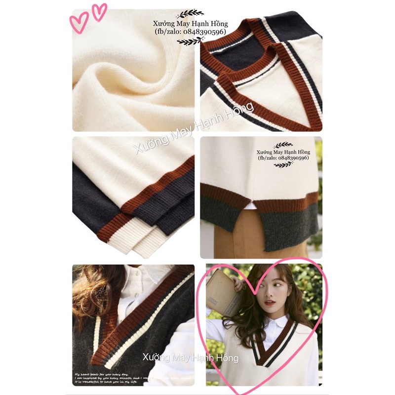 Áo len gile nữ vạt xẻ hàng quảng châu len mịn loại 1 - Xưởng May Hạnh Hồng | BigBuy360 - bigbuy360.vn