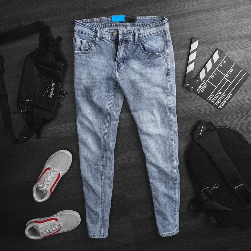 Quần jean nam slimfit xanh bạc co giãn jean xuất chất dày đẹp | BigBuy360 - bigbuy360.vn