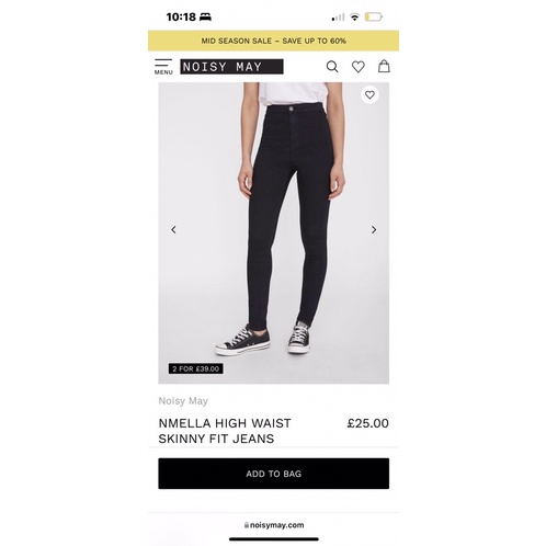 Quần jean đen skinny lưng cao trên rốn NoisyMay-hàng xuất xịn