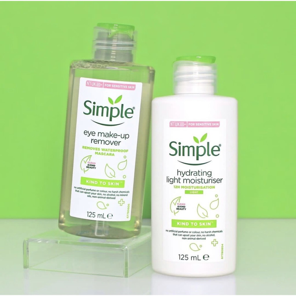 Combo Nước Hoa Hồng làm dịu da mặt Simple Facial Toner 200ml+ Kem dưỡng Simple Kind To Skin Hydrating Light Moisteriser