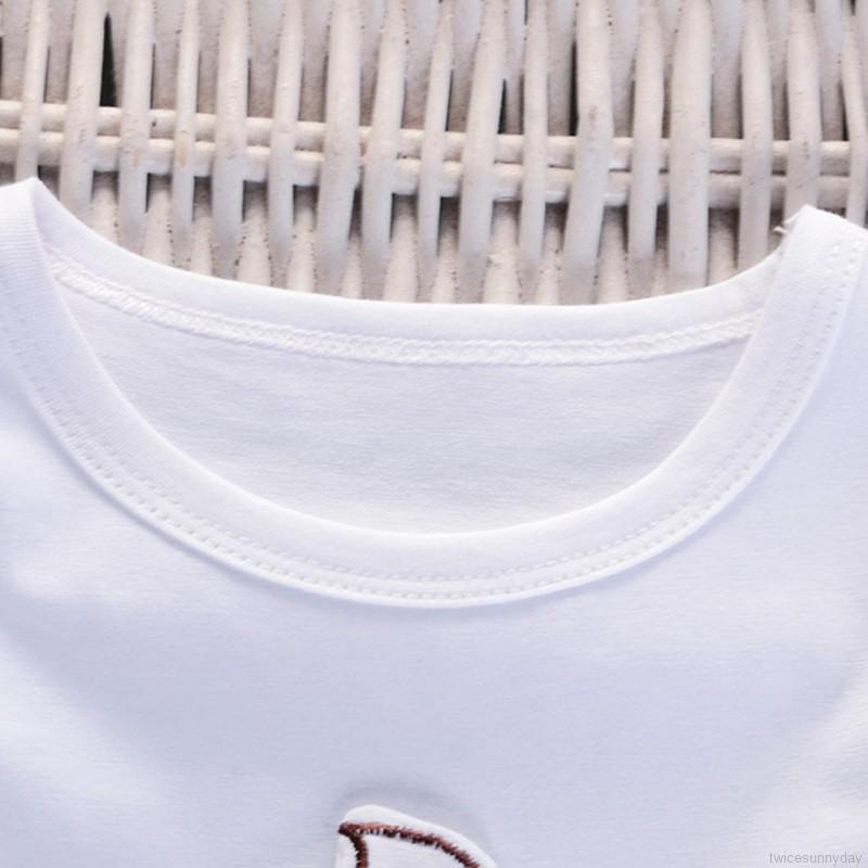 Set áo thun ngắn tay cổ tròn + Quần short đáng yêu cho bé gái