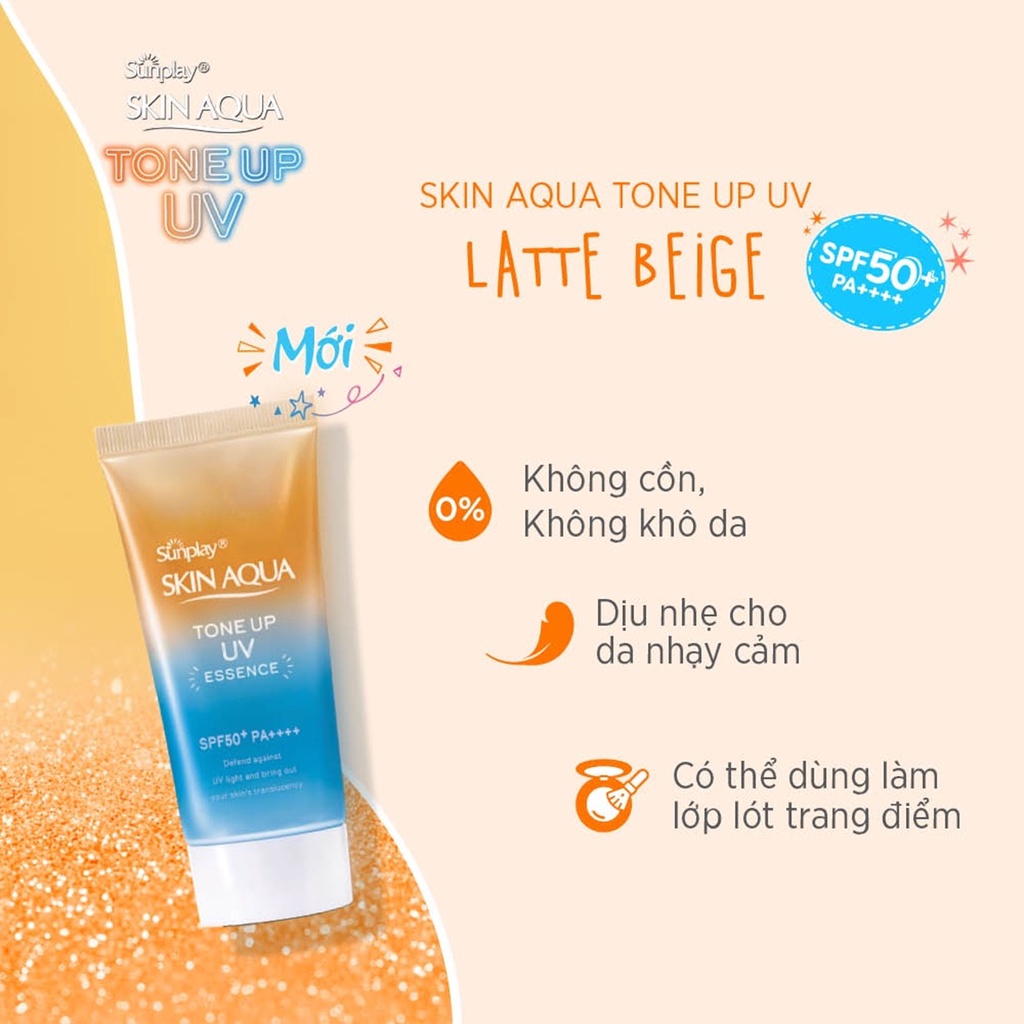Kem chống nắng dưỡng ẩm, kiềm dầu, che khuyết điểm da Sunplay Skin Aqua Tone Up UV Latte Beige SPF50+ PA++++ 50g