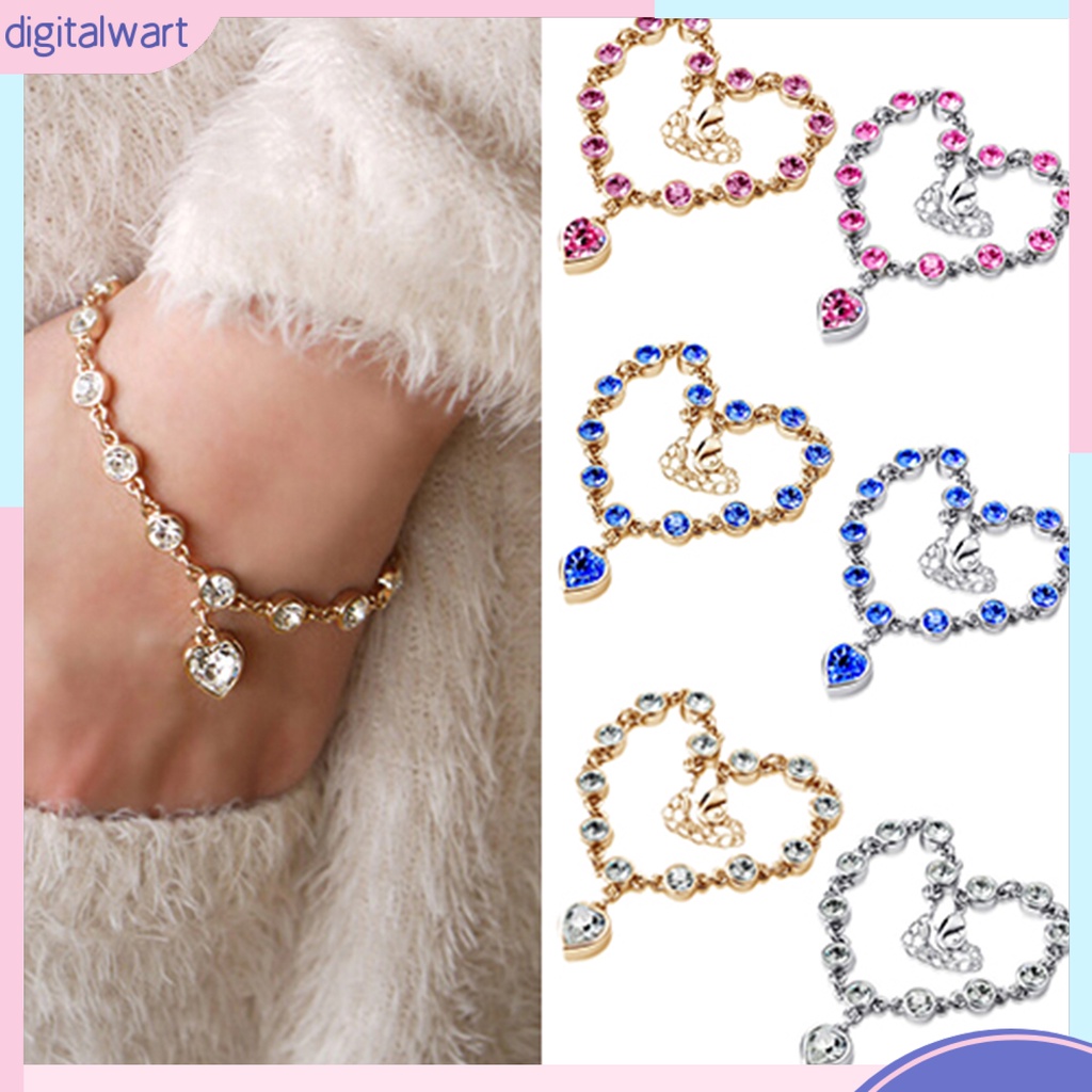 Vòng Đeo Tay Đính Đá Hình Trái Tim Xinh Xắn Dành Cho Nữ