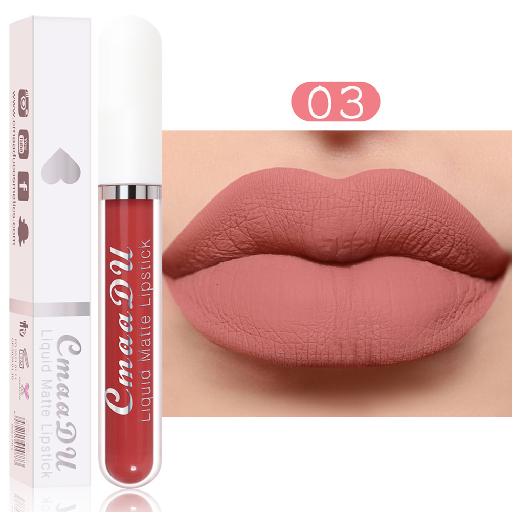 VN 18 màu Silky Velvet Matte Liquid Lipstick không thấm nước và không dễ phai màu Son môi Trang điểm mỹ phẩm