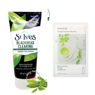 (Tặng kèm mặt nạ) Tẩy Da Chết Trà Xanh St.Ives Blackhead Clearing Green Tea Scrub 150ml