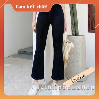 Quần Jean Ống Loe Đen Trơn Cá Tính