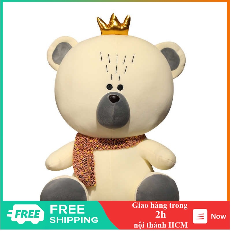 Gấu bông ôm teddy có khăn quàng cổ đáng yêu dùng để ôm &amp; trang trí - OT0714