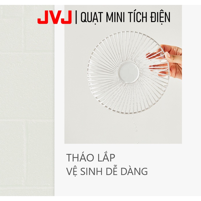 Quạt tích điện mini để bàn JVJ N9FAN STAND để bàn 4 chế độ có các chức năng cải tiến, tiếng êm, để bàn học, bàn làm việc