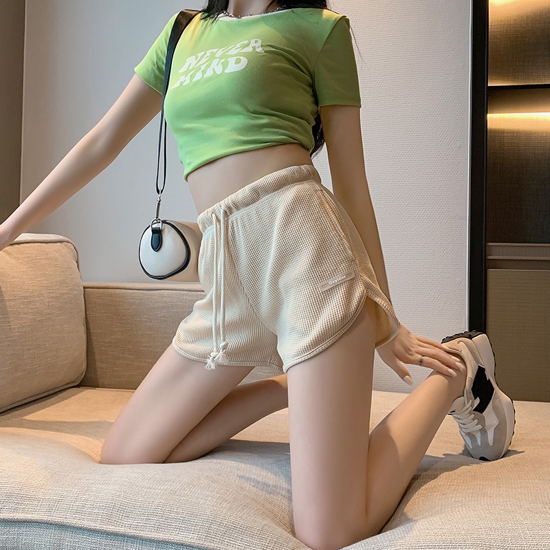 SUXI Quần Short Thể Thao Ống Rộng Lưng Cao Màu Sắc Đơn Giản Cho Nữ