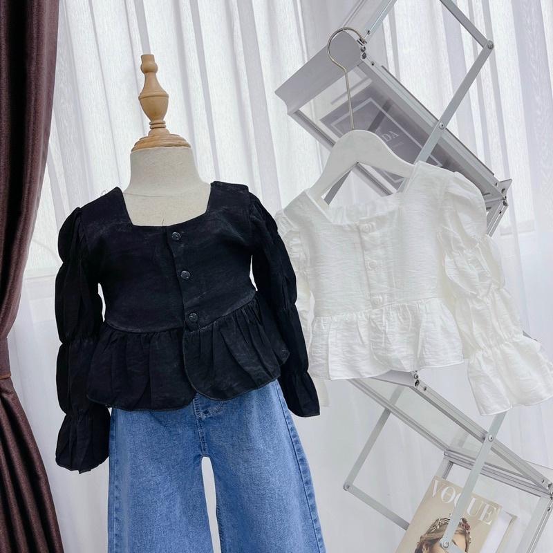 bộ áo tay bèo phối quần jeans sớ cực chất bé gái - batb