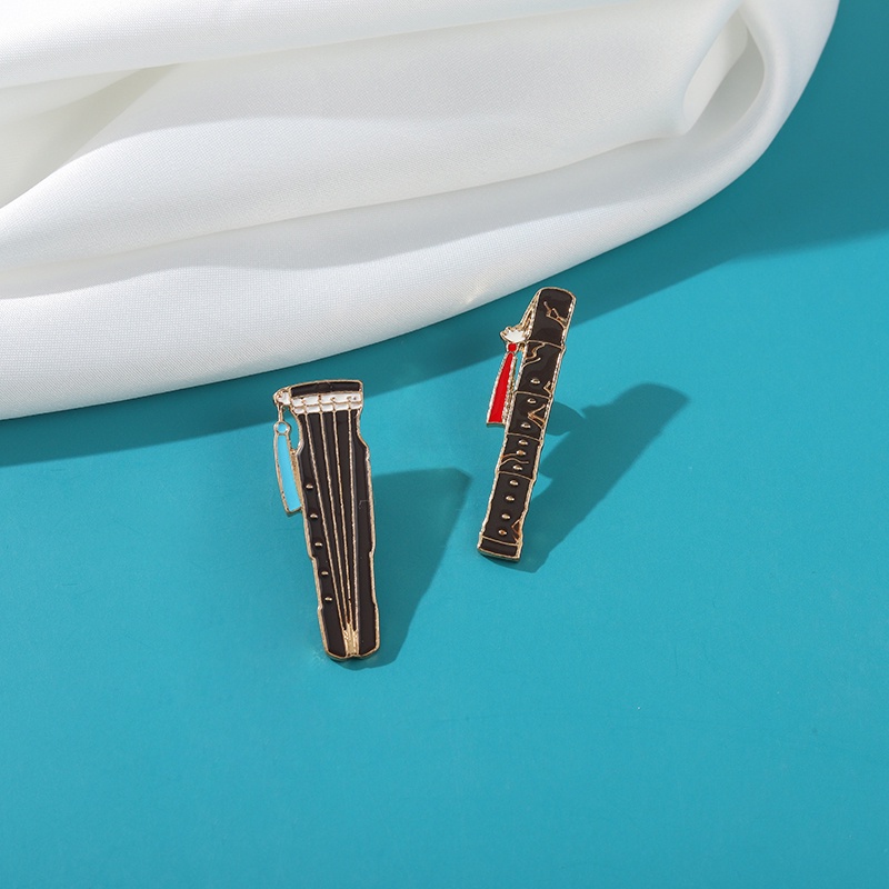 Ghim Cài Áo Hình Nhạc Cụ Guzheng Tráng Men Dáng Dài Dùng Làm Quà Tặng Cho Bạn Bè