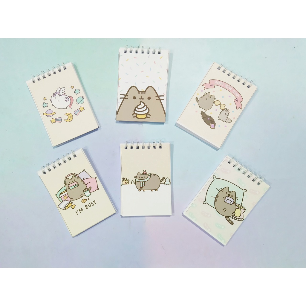 Sổ lò xo mini pusheen LXD14 A7 100 trang sổ note dễ thương