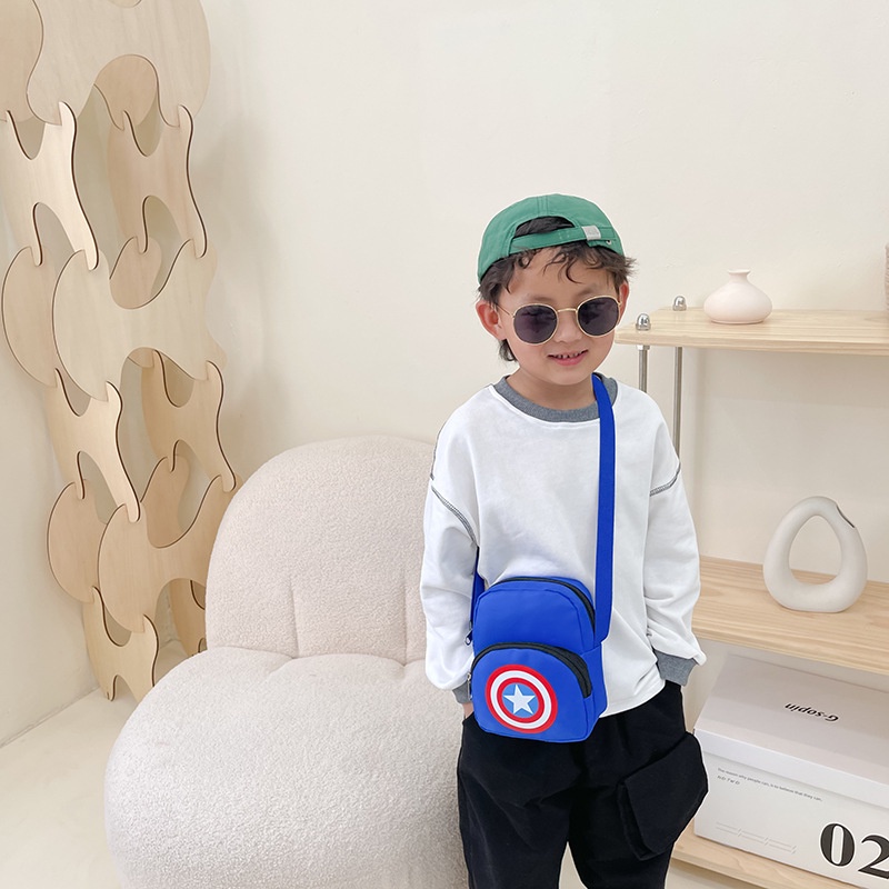 Túi đeo chéo, túi đeo ngực trẻ em hình superman nhện chất vải dù mịn cao cấp, hàng hải hai lớp vải, hai ngăn riêng biệt
