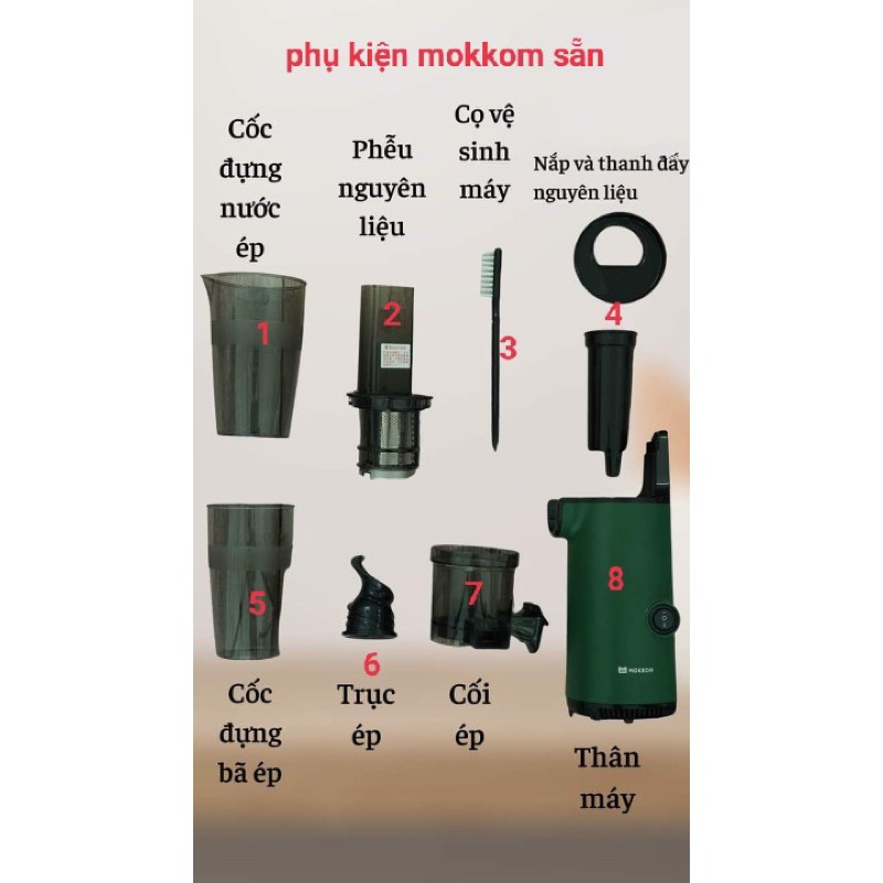 Phụ kiện thay thế máy ép chậm MOKKOM chính hãng