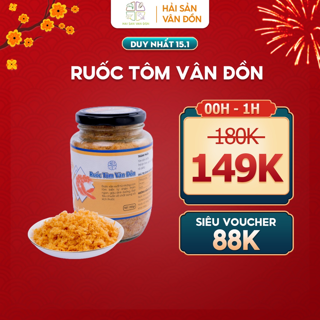 Ruốc Tôm Vân Đồn 250gr HẢI SẢN VÂN ĐỒN Làm Từ Tôm Biển Tự Nhiên, Giàu Dinh Dưỡng Không Chất Phụ Gia