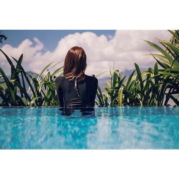 Bikini, Bộ Đồ bơi nữ áo tắm 3 mảnh dài tay croptop quần dài học bơi,đi lặn biển dáng năng động,thể thao cao cấp kín đáo