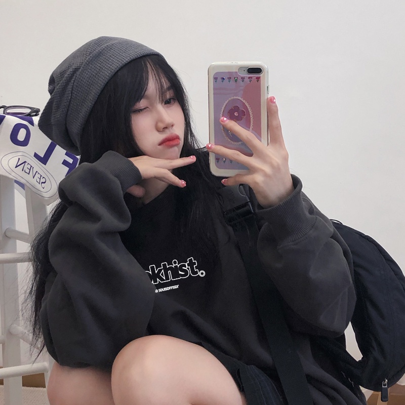 NRVP Áo Thun Tay Dài Oversize In Họa Tiết Phong Cách Hàn Quốc Thời Trang Cho Nam Và Nữ