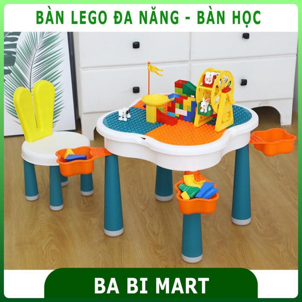 Bộ bàn lego đa năng hoa anh đào, Bàn học cho bé kèm 85 chi tiết Lego Babimart