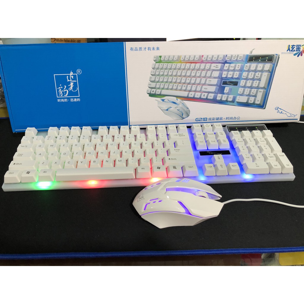 Combo Phím Chuột Gaming Giả Cơ Chuyên Game G21B LED 7 Màu - Bàn phím cho Game Thủ - PK Máy Tính