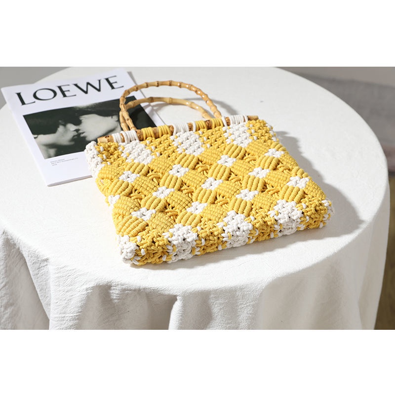 🎀Handmade Woven Bag cotton women fashion bamboo portable straw bag