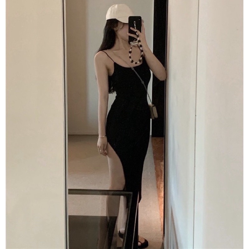 Đầm 2 dây ôm body xẻ đùi Ulzzang