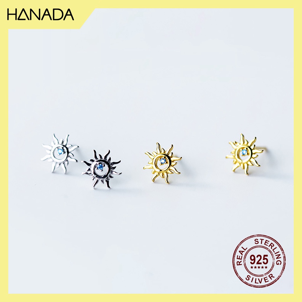 Bông Tai Bạc 925 Hanada E.1.S.140.N12.0326 Mặt Trời Đá